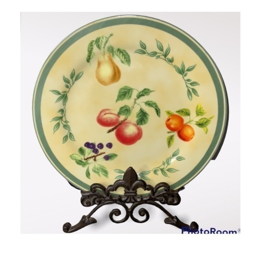 I. Godinger Vintage Green & Yellow Fruit Plate 10.5” Mint Condition